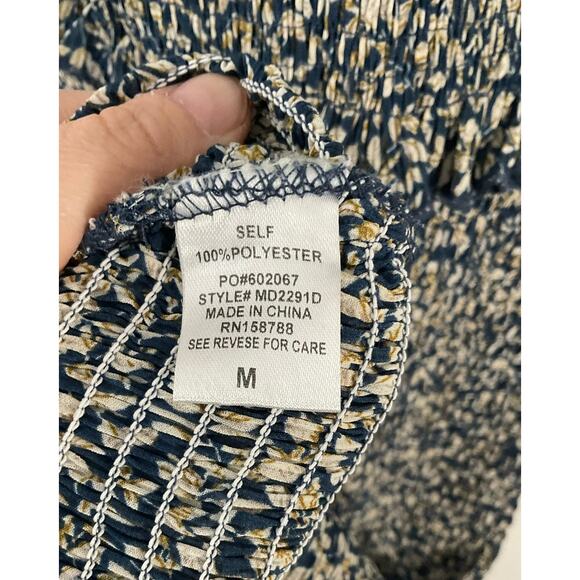 Mable Womens Smocked Long Ruffle Sleeveless Dress Blue Midi Size Medium - Picture 7 of 8